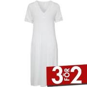 Damella Bamboo Plain Lace Short Sleeve Nightdress Elfenben Bambu Large...
