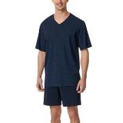 Schiesser Comfort Essentials V-Neck Short Pyjamas Mörkblå bomull 3XL H...
