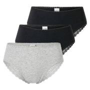 Schiesser Trosor 3P Modern Brazillian Slips Svart/Grå bomull 38 Dam