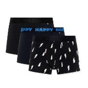Happy socks Kalsonger 3P Black And White Boxershorts Svart bomull Larg...
