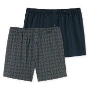 Schiesser Kalsonger 2P Leg Flattering Boxer Shorts Blå/Grå bomull Larg...