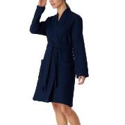 Schiesser Essentials Waffle Bathrobe Mörkblå bomull X-Large Dam
