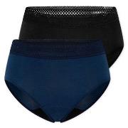 Schiesser Trosor 2P Care Retro Period Pants Svart/Blå bomull 44 Dam