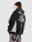 True Religion Mesh Inset Rust Cinched Hoodie med Dragkedja black