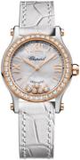 Chopard Damklocka 278573-6020 Happy Sport Vit/Läder Ø30 mm