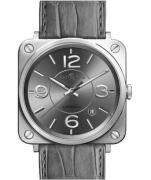 Bell & Ross Herrklocka BRS92-RU-ST-SCR BR S Quartz Grå/Läder