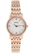 Bulova Damklocka 97P106 Diamond Vit/Roséguldstonat stål Ø27 mm