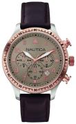 Nautica Herrklocka A17656G Chronograph Beige/Läder Ø44 mm