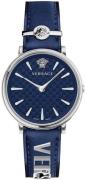 Versace Damklocka VE8104222 V Circle Blå/Läder Ø38 mm