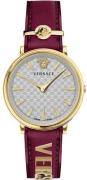 Versace Damklocka VE8104322 V Circle Silverfärgad/Läder Ø38 mm