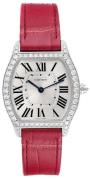 Cartier Tortue Damklocka WA501009 Silverfärgad/Läder