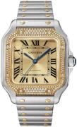 Cartier Damklocka W3SA0007 Santos De Gulguldstonad/18 karat gult guld