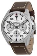 Hamilton Herrklocka H64666555 Khaki Chronograph Silverfärgad/Läder