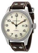 Hamilton Herrklocka H60515593 Khaki Field Silverfärgad/Läder Ø45 mm