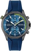 Hugo Boss Herrklocka 1513821 Globetrotter Blå/Gummi Ø46 mm