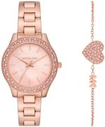 Michael Kors Damklocka MK1068SET Liliane Rosa/Roséguldstonat stål