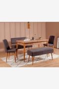 Hanah Home - Set med bord och stolar (5 delar) - Mina - Brun - Matgrup...