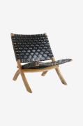 House Nordic - Fällbar stol Perugia. Läder med ben i naturfärg - Svart...