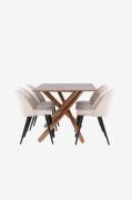 Venture Home - Piazza matbord med matstol i sammet - Beige - Matgruppe...