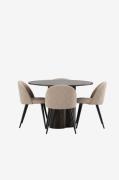 Venture Home - Matgrupp Olivia med 4st stolar Velvet - Brun - Matgrupp...