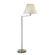 austrolux Golvlampa Hilton, vit textilskärm, nickel