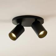 Arcchio spotlights Brinja, svart, rund, Ø 6 cm, 2 lampor, GU10