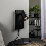 Arcchio spotlights Brinja, svart, metall, USB-C, strömbrytare