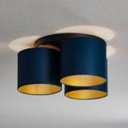 Luminex Taklampa Soho cylindrisk, 3 lampor blå/guld