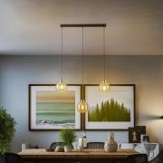 TK Lighting Hänglampa Devi, bärnstensfärgad, 3 lampor, balk