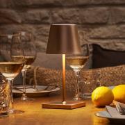 Sigor LED-uppladdningsbar bordslampa Nuindie mini, USB-C, brons, IP54,...