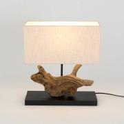 Holländer Bordslampa Lipari, träfärgad/beige, höjd 41 cm, linne