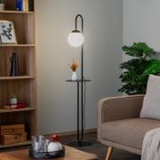 EMIBIG LIGHTING Golvlampa Bari, svart, metall, glas