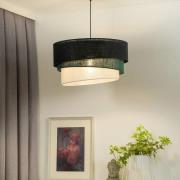 Euluna hänglampa Trio, svart/grön/vit, textil, Ø 45 cm