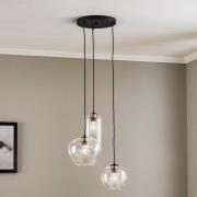 Argon Hänglampa Kaja med 3 lampor, glasskärmar klara