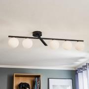 SIGMA Taklampa Baleo, svart/opal, 5 lampor