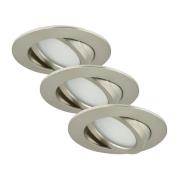 Briloner 3-Pack lutbar LED-inbyggnadslampa Bert, nickel