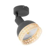 Lindby Lonnaris spot med rotting, svart, 1 lampa.