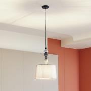 Lindby taklampa Haldorin, grå/svart, textil, Ø 34 cm