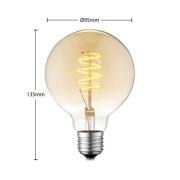 Lucande LED-lampa E27 G95 4W 2 700 K dimbar bärnstensfärgad