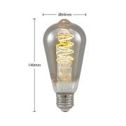 Lucande E27-lampa ST64 4W 918 dimbar titan 2-pack