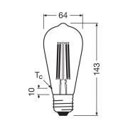 OSRAM LED-filamentlampa E27 3,8W Filament 2,700K