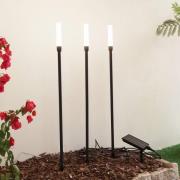 Lindby LED-solcellslampa Balian, 3-pack, svart, aluminium, 3000K