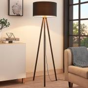 Lindby Golvlampa Majken i textil – mörkgrå/svart