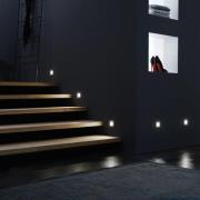 Hera LED-vägginbyggnadslampa Wall F, grå, 1,8 W, 7,5 x 7,5 cm