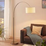 Lindby golvlampa Railyn, vit, tyg, 200cm, E27