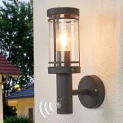 Lindby utomhusvägglampa Djori, sensor, antracit, stål