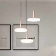 Trio Lighting LED-hänglampa Celeste, vit/brun, Ø 35 cm 3 lampor glas d...