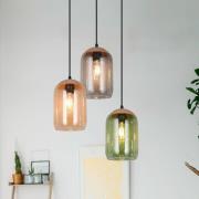 Trio Lighting Hänglampa Cork, flerfärgad, Ø 30 cm, 3 lampor, glas/kork