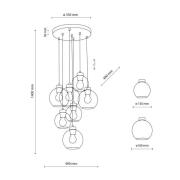 TK Lighting Hänglampa Cubus Mix, Ø 49 cm, 7 lampor, flerfärgad, glas, ...