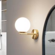 Lucande vägglampa Bidolo, mässingsfärgad, glas, 12 cm, IP44